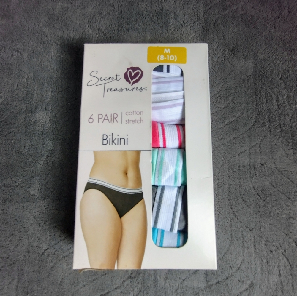 Secret Treasures 6-Pair Cotton Stretch Medium Bikini
